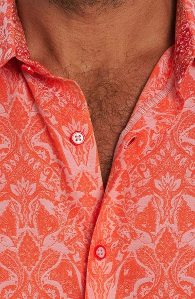 Shop Robert Graham Highland Short Sleeve Button-up Shirt In Coral