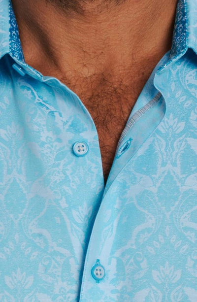 Shop Robert Graham Highland Short Sleeve Button-up Shirt In Seafoam