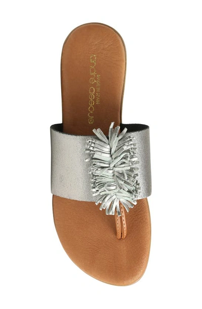 Andre Assous Women's Novalee Featherweights Leather Fringe Demi Wedge Sandals In Pewter