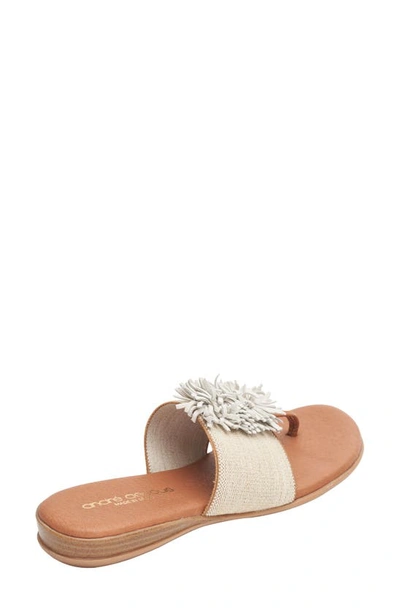Andre Assous Women's Novalee Featherweights Leather Fringe Demi Wedge Sandals In Beige Linen