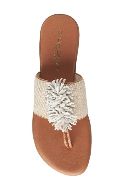 Andre Assous Women's Novalee Featherweights Leather Fringe Demi Wedge Sandals In Beige Linen