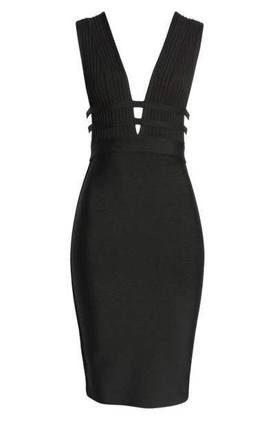 Bebe Plunge Neck Bandage Dress In Black