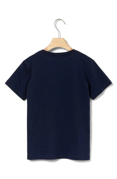 Shop Lacoste Kids' Logo Cotton T-shirt In Navy Blue