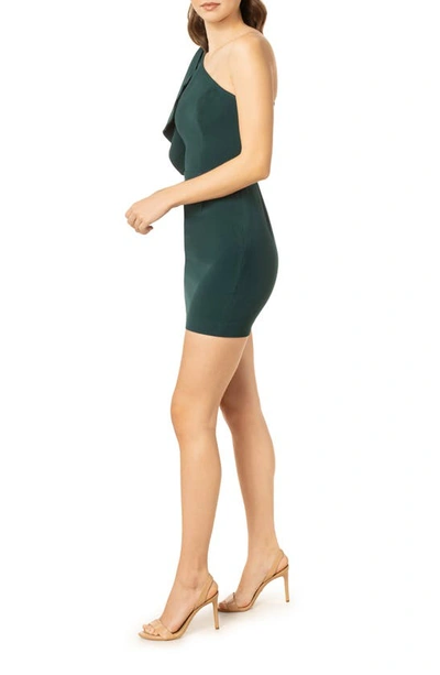 Shop Dress The Population Tiff One-shoulder Dress In Pine