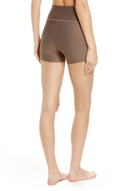 Shop Alo Yoga Airlift High Waist Shorts In Hot Cocoa
