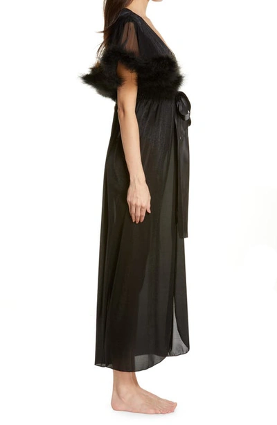 Coquette Feather Trim Robe In Black