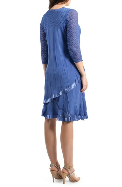 Komarov Layered Chiffon Dress In Fregatta Blue