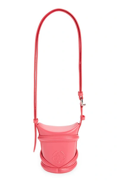 Shop Alexander Mcqueen Micro The Curve Leather Crossbody Bag In Neon Pink