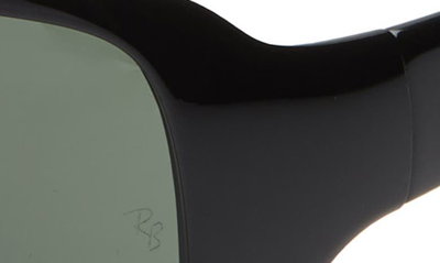 Shop Ray Ban 60mm Wrap Sunglasses In Black/ Green Solid