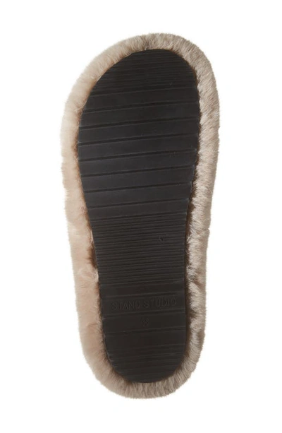 Shop Stand Studio Leya Faux Fur Slide Sandal In Taupe