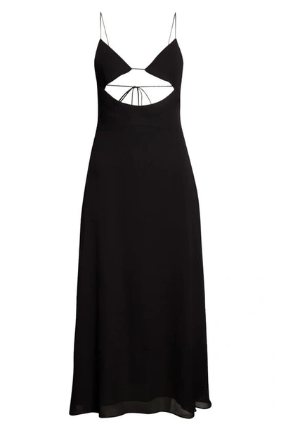 Shop Saint Laurent Cutout Backless Crepe Slipdress In Noir