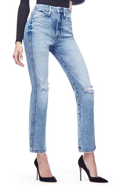 Shop Good American Good Curve High Waist Ankle Straight Leg Jeans In Blue 189