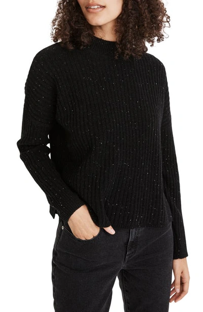 Madewell Donegal Resourced Cashmere Ribbed Mock Neck Pullover Sweater In  Donegal Raven | ModeSens