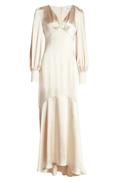 Shop Elliatt Aleah Long Sleeve Satin Gown In Pearl