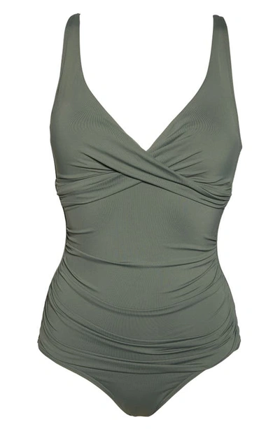 Sea Level Cross Front One-piece Swimsuit In Khaki