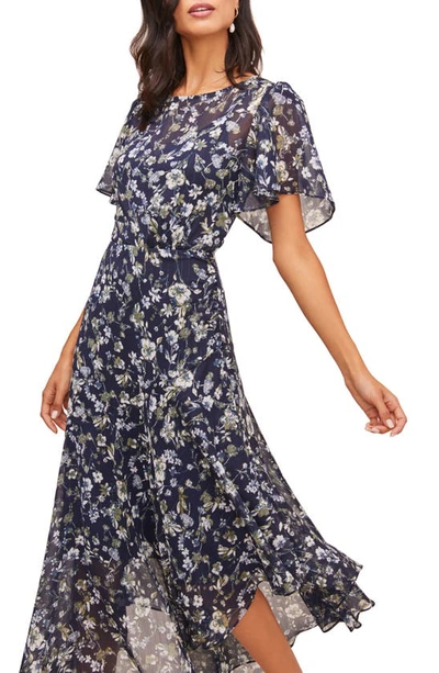 Shop Astr Floral Print Dress In Blue Green Floral