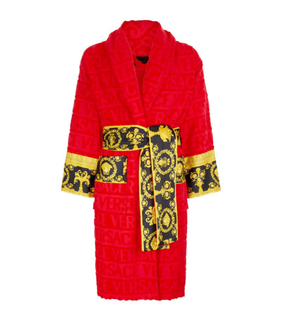 Shop Versace Baroque Robe (medium) In Red