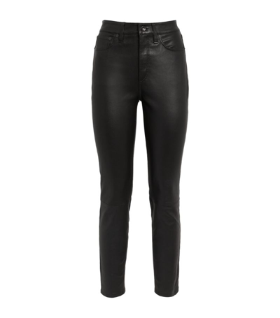 Shop Rag & Bone Leather Nina High-rise Skinny Jeans In Black
