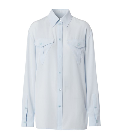 Shop Burberry Silk Shirt In Blue