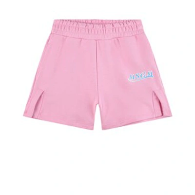 Shop Msgm Pink Logo Shorts