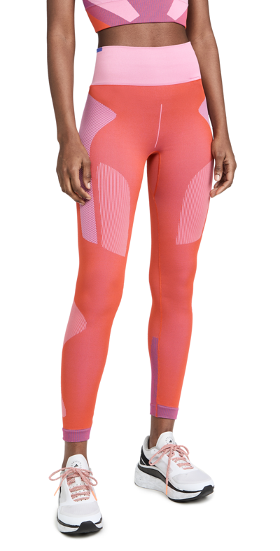 Shop Adidas By Stella Mccartney True Strength Sl Tights Active Orange/pink/bold Blue