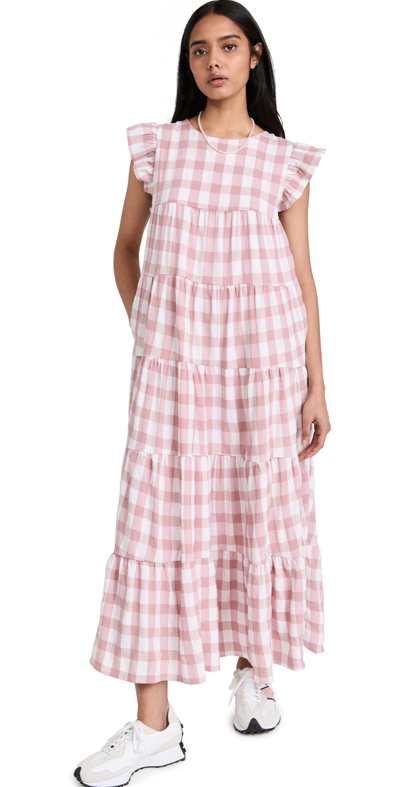 Shop English Factory Maxi Tiered Baby Doll Dress In Pink