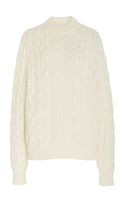 Shop Brandon Maxwell Women's Chunky Cable-knit Wool Sweater In White