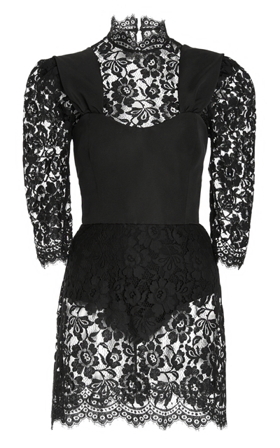 Shop Brandon Maxwell Women's Bustier-detailed Lace Mini Dress In Black