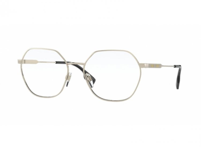 Shop Burberry Transparent Irregular Ladies Eyeglasses 0be1350 1109 54 In Gold Tone