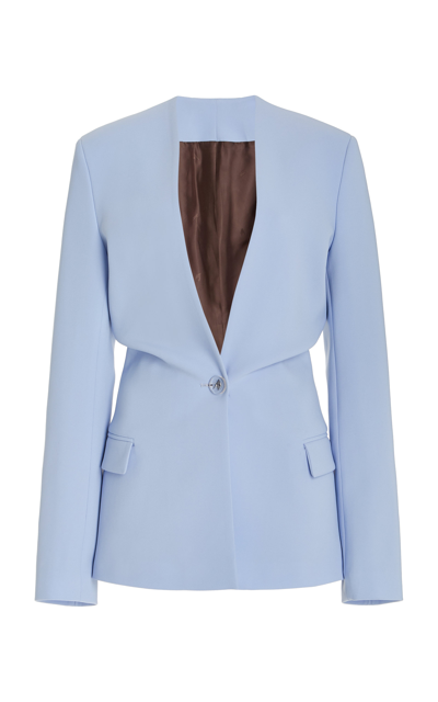 Shop Attico Women's Thelma Collarless Tech-crepe Blazer In Blue