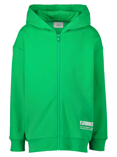 Shop Fendi Kids Sweat Jacket In Green