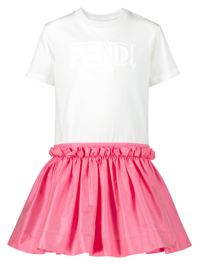 Shop Fendi Kids Dress For Girls In White