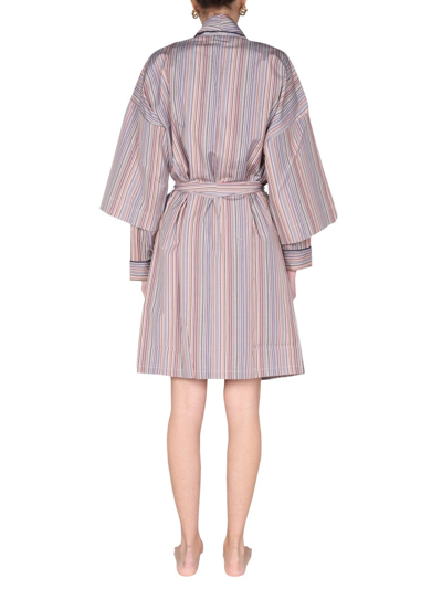 Shop Paul Smith Dressing Gown With Striped Pattern In Multicolour