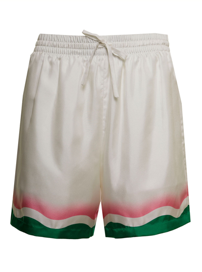 Shop Casablanca Multicolor Silk Shorts With Print