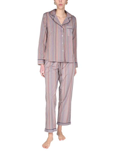 Shop Paul Smith Striped Pattern Pajamas Set In Multicolour