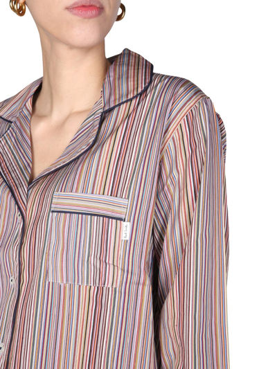 Shop Paul Smith Striped Pattern Pajamas Set In Multicolour