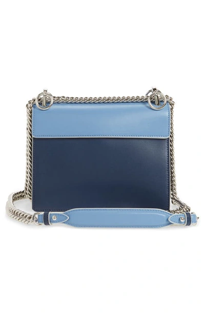 Shop Fendi Mini Kan I Imitation Pearl Scallop Leather Shoulder Bag In Blue