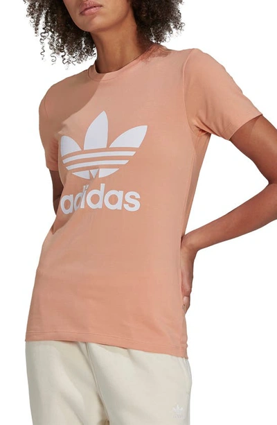 Shop Adidas Originals Adicolor Classics Trefoil Graphic Tee In Ambient Blush