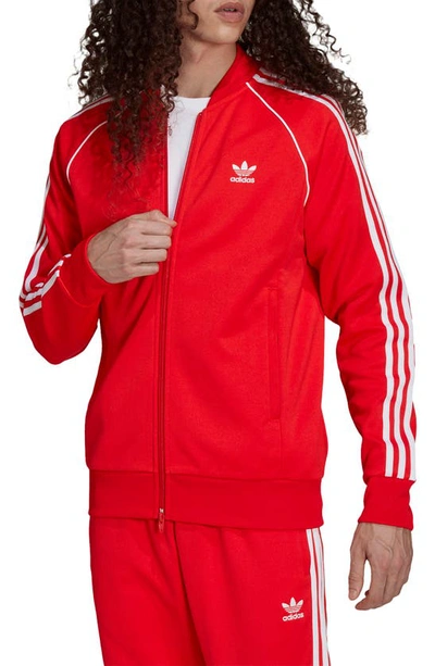 Shop Adidas Originals Primeblue Superstar Track Jacket In Red/ White