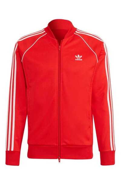 Shop Adidas Originals Primeblue Superstar Track Jacket In Red/ White