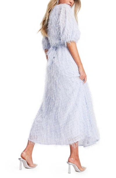 Asos Design Fluffy Cut Out Midi Dress In Dusty Blue-blues In Light Blue