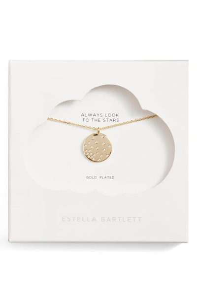 Shop Estella Bartlett Crystal Studded Disc Pendant Necklace In Gold