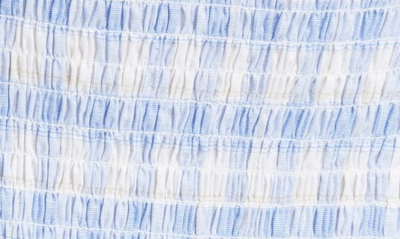 Shop Jonathan Simkhai Standard Mary Jane Plaid Cotton & Linen Crop Blouse In Blue Plaid
