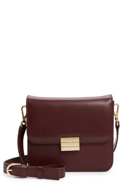 Shop Frame Le Signature Mini Leather Crossbody Bag In Oxblood