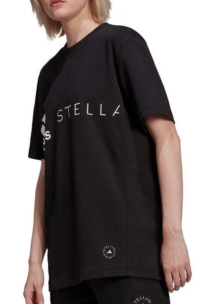 Shop Adidas By Stella Mccartney Oversize Graphic Logo Tee In Black