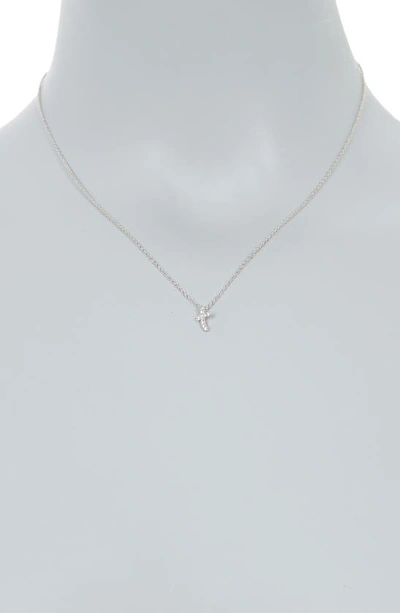 Shop Nadri Scipt Inital Pendant Necklace In Rhodium - T