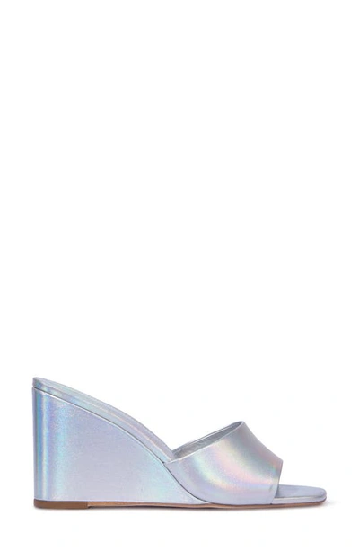Shop Black Suede Studio Paola Wedge Sandal In Holographic Silver