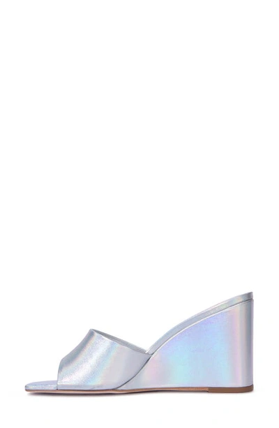 Shop Black Suede Studio Paola Wedge Sandal In Holographic Silver