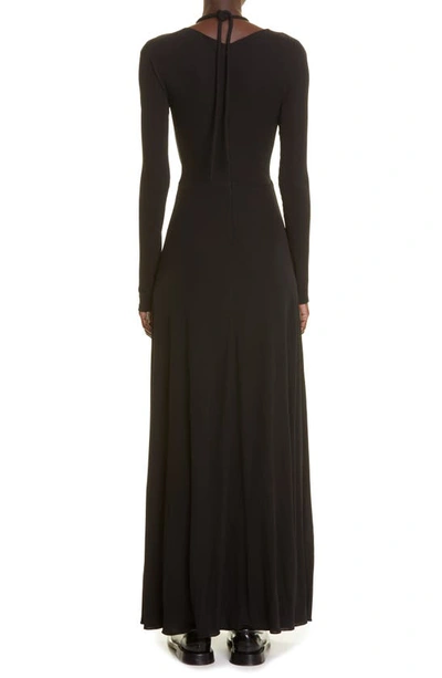 Proenza Schouler Halter Neck Long Sleeve Matte Jersey Maxi Dress In Black