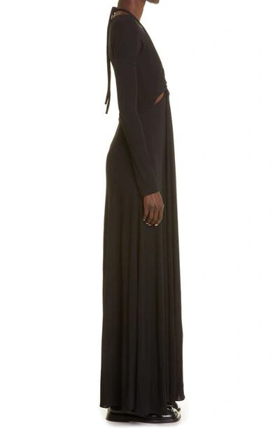 Proenza Schouler Halter Neck Long Sleeve Matte Jersey Maxi Dress In Black